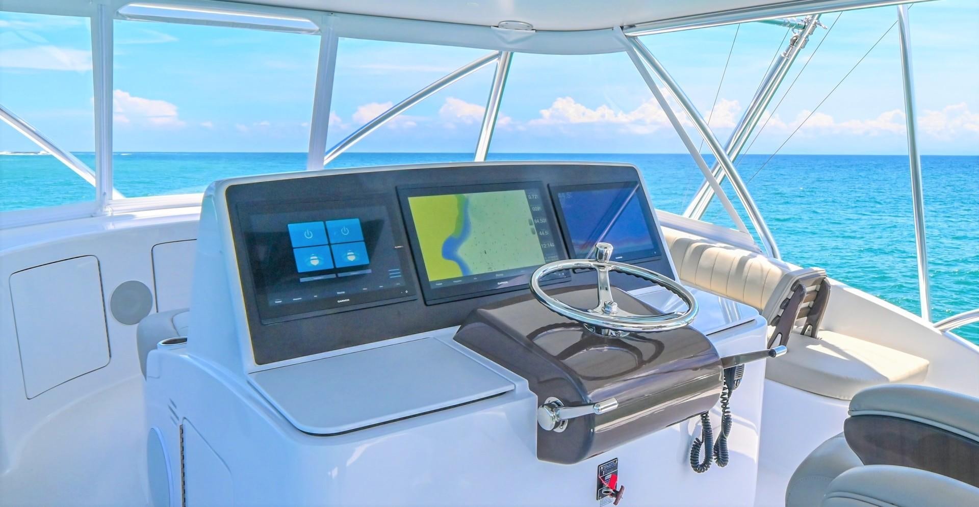 the interior of a boat aboard Fish Tank Yacht for Sale