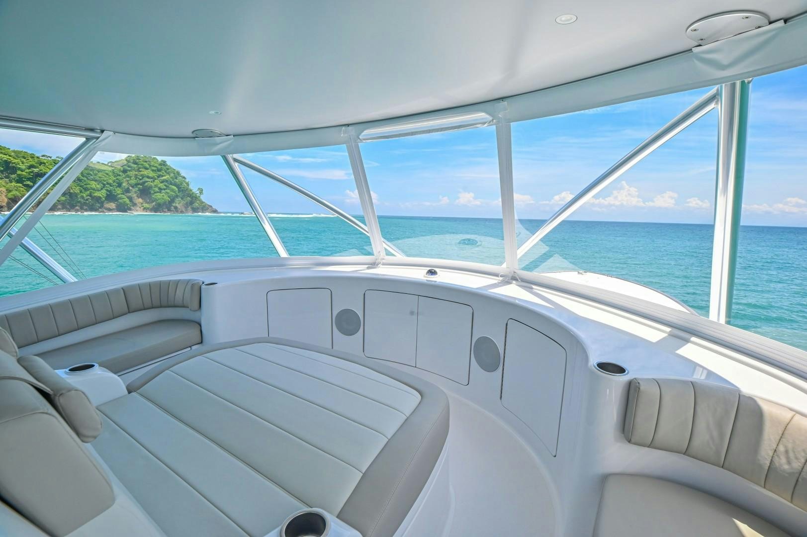 the inside of a boat aboard Fish Tank Yacht for Sale