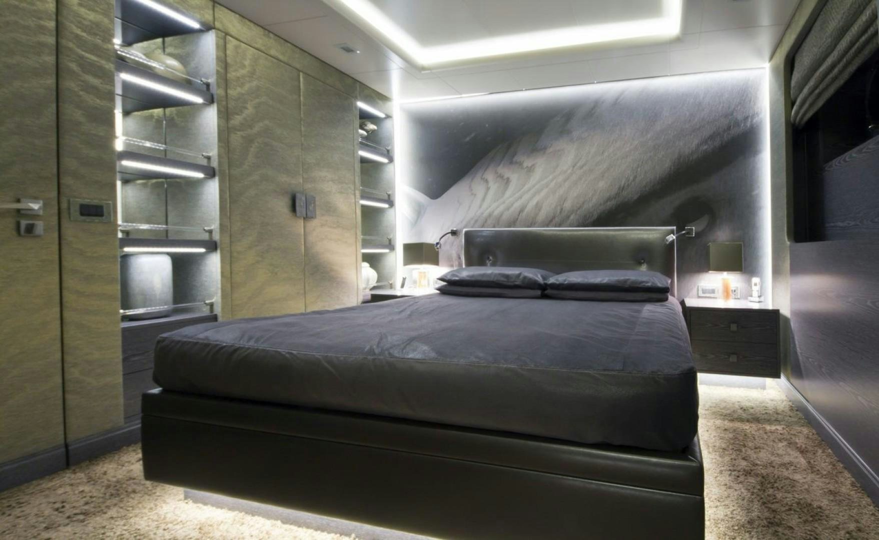 a bed in a room aboard LIBERTY Yacht for Sale