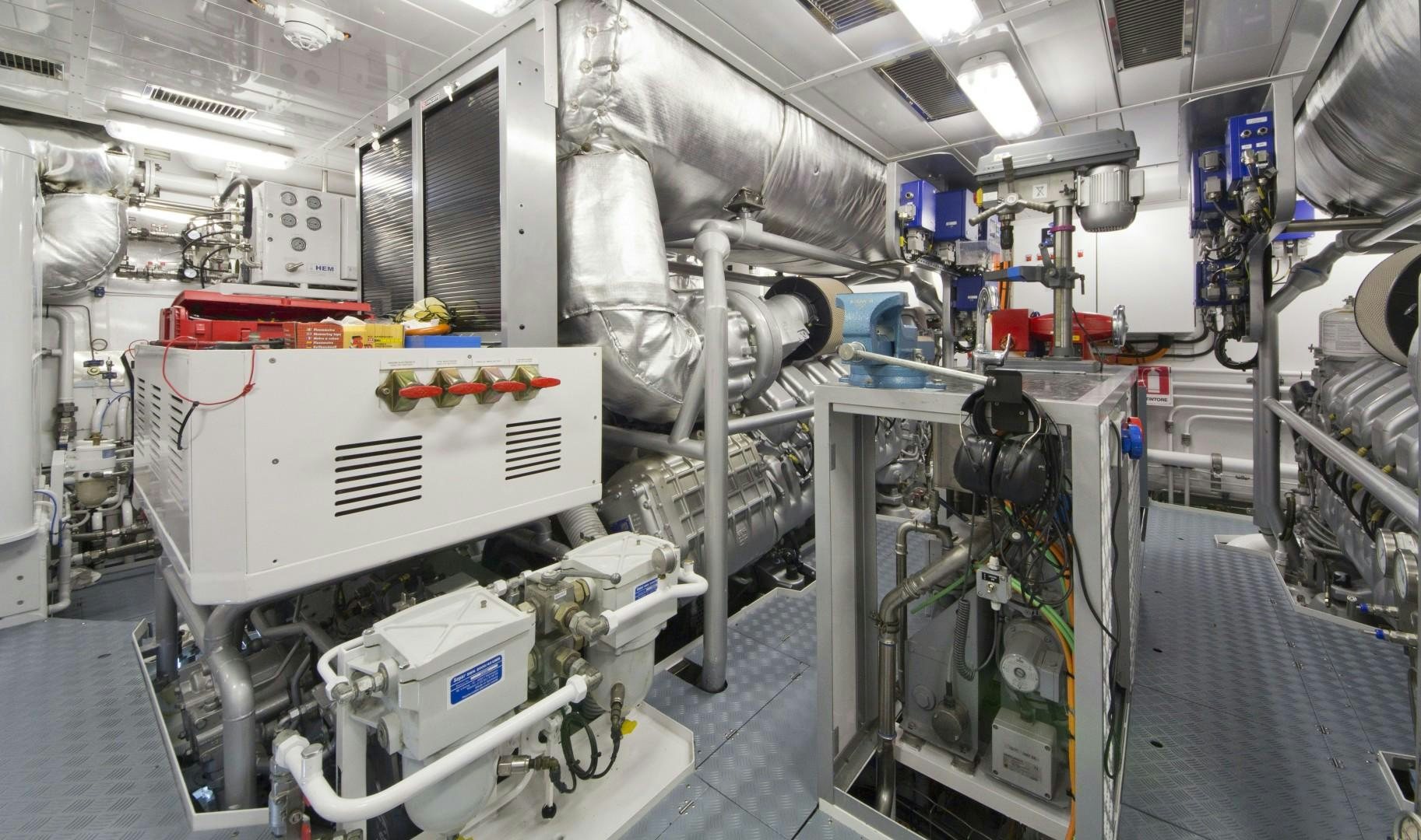 a room with machinery aboard LIBERTY Yacht for Sale