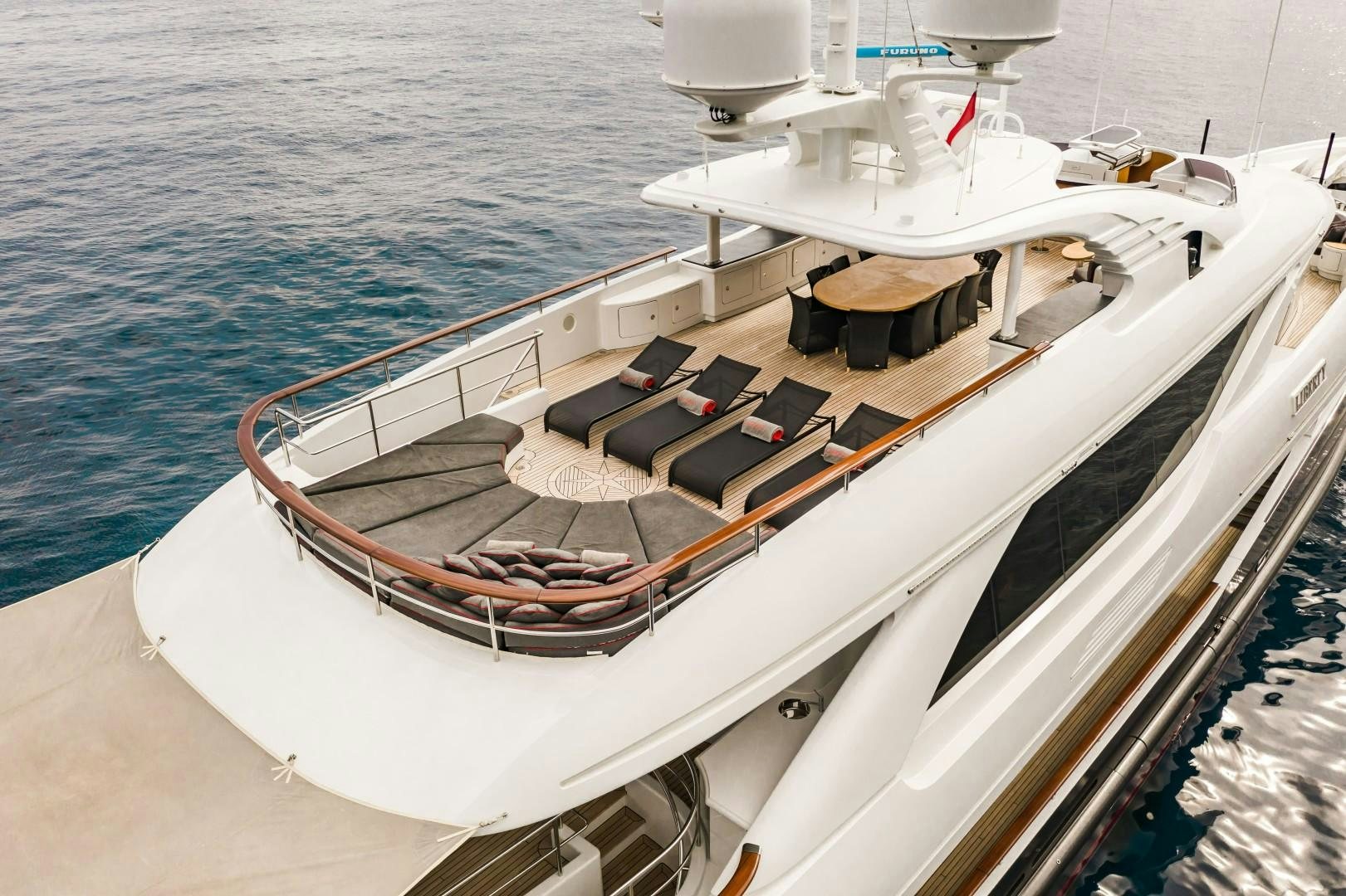 a large ship on the water aboard LIBERTY Yacht for Sale