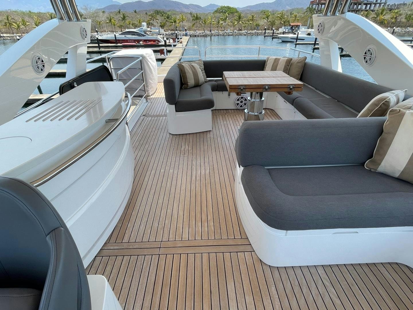 a boat on a deck aboard TRAINERA Yacht for Sale