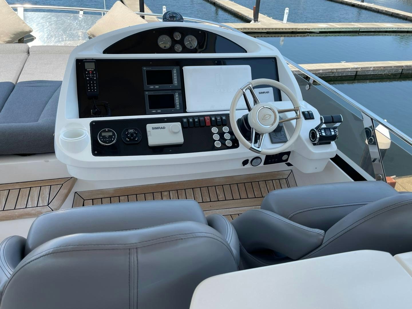 the inside of a car aboard TRAINERA Yacht for Sale