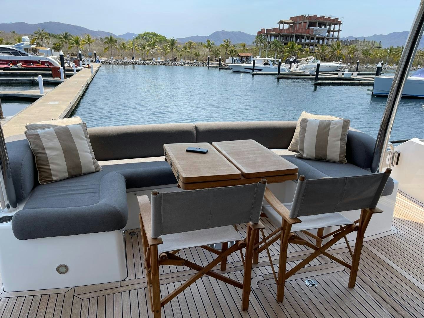 a table and chairs on a boat aboard TRAINERA Yacht for Sale