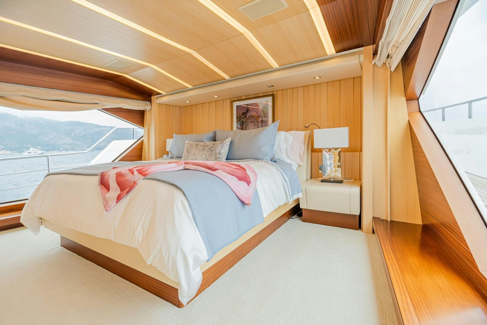 a bed in a room aboard DYLAN ANNE Yacht for Sale