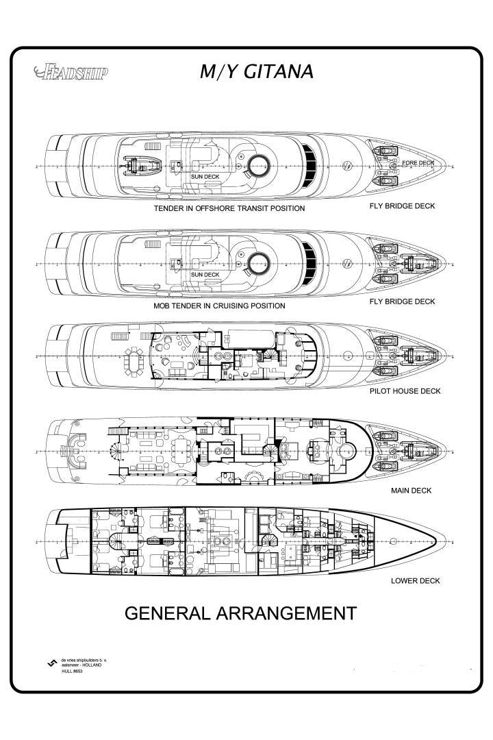 diagram, engineering drawing aboard TASIA Yacht for Sale