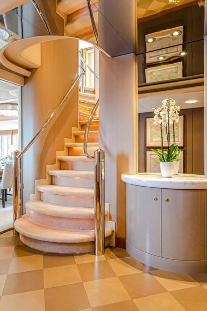a staircase in a building aboard TASIA Yacht for Sale