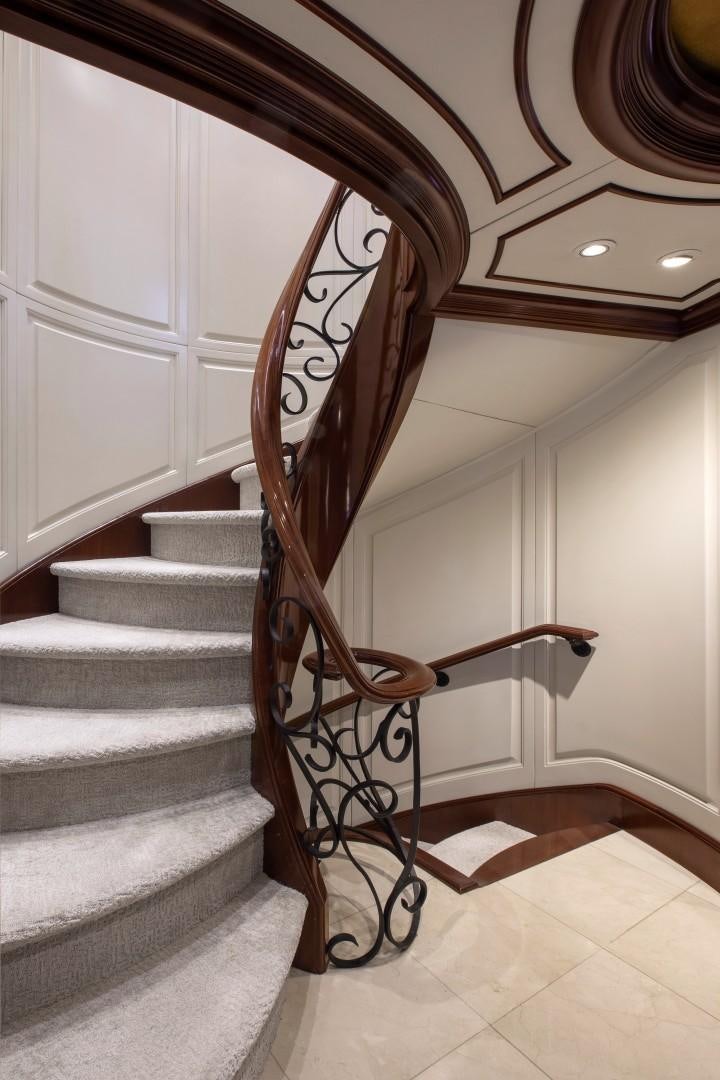 a staircase with a railing aboard BACCHUS "NAME RESERVED" Yacht for Sale