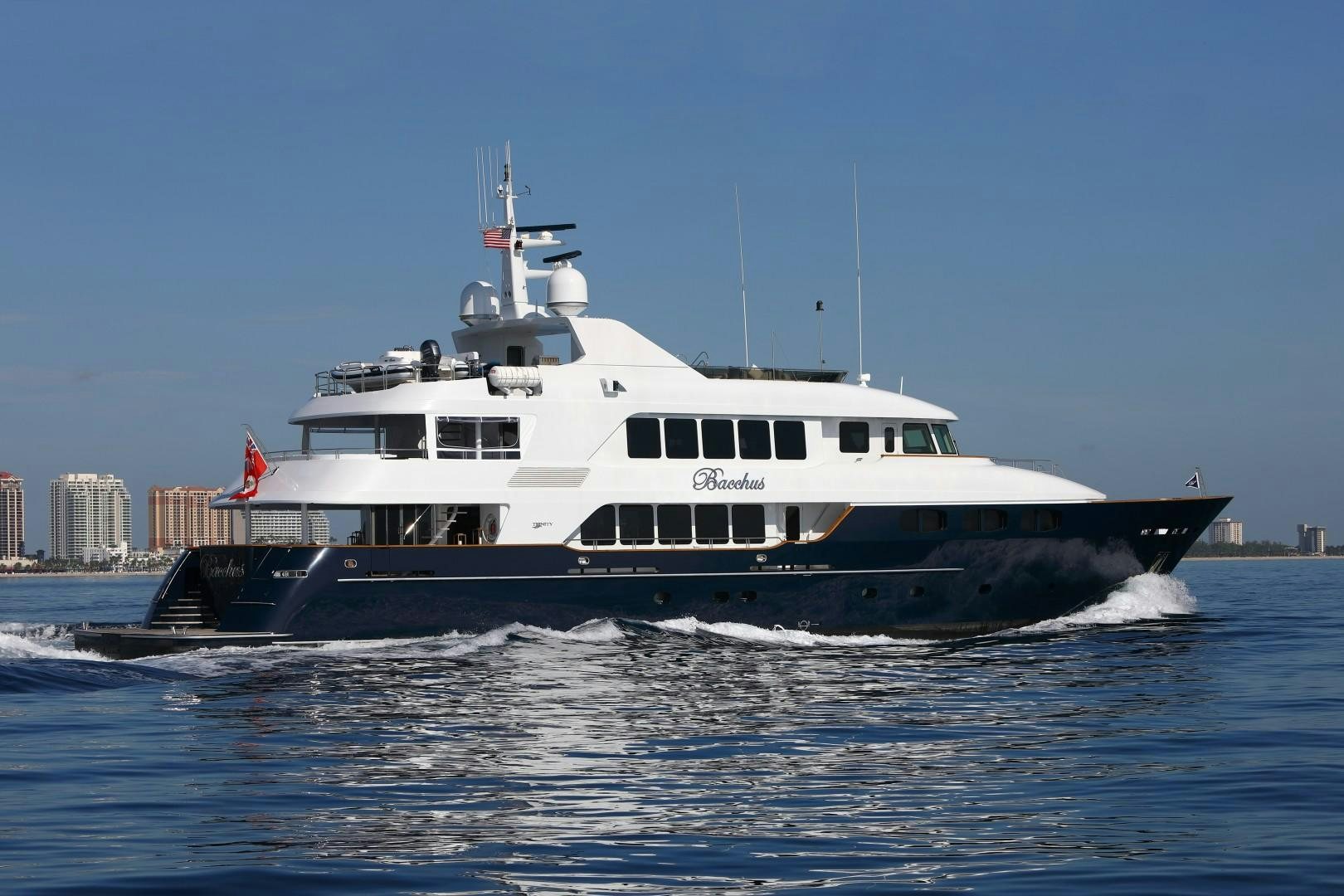 a large boat on the water aboard BACCHUS "NAME RESERVED" Yacht for Sale