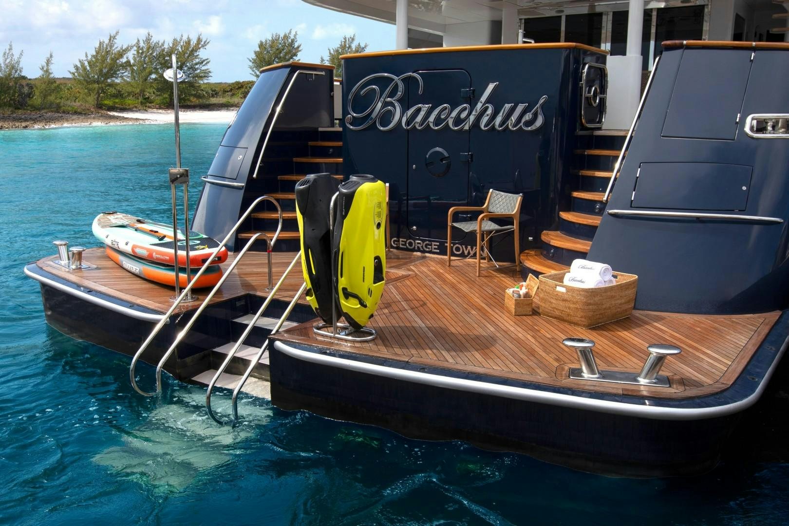 a boat is parked on the dock aboard BACCHUS "NAME RESERVED" Yacht for Sale