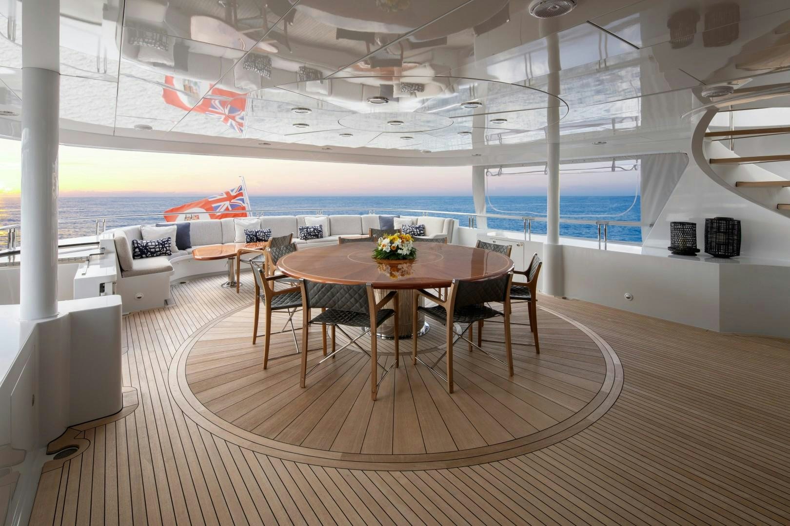 a room with a table and chairs aboard BACCHUS "NAME RESERVED" Yacht for Sale