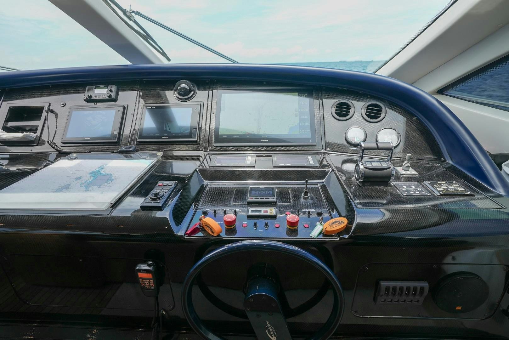 the front of a car aboard QUERENCIA Yacht for Sale