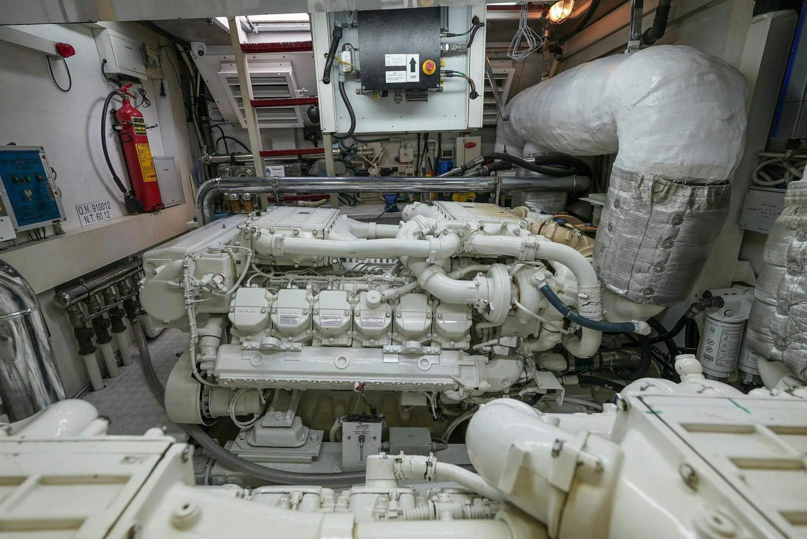 a machine with a large white object aboard QUERENCIA Yacht for Sale