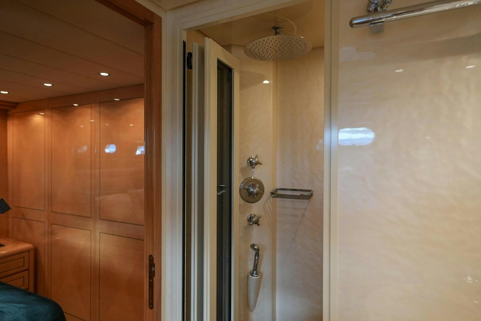 a shower unit and a sink aboard QUERENCIA Yacht for Sale