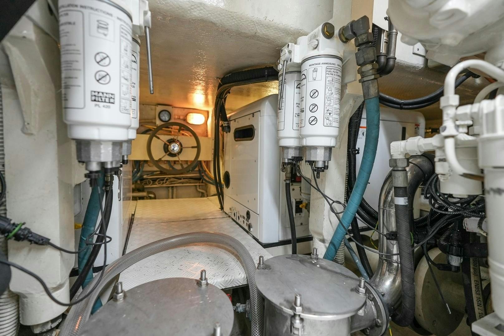 a large machine with pipes aboard QUERENCIA Yacht for Sale