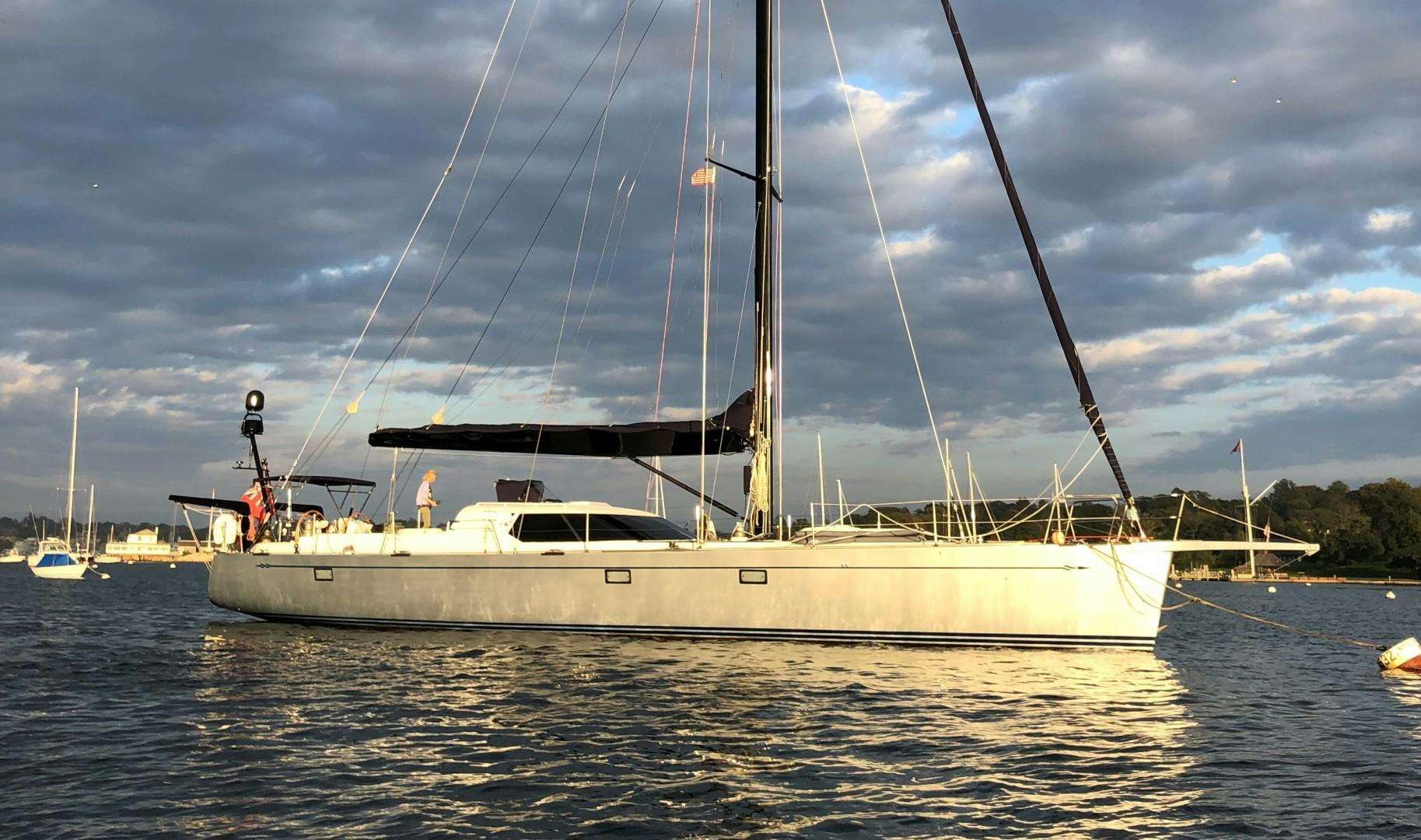 a white boat on the water aboard SIRONA Yacht for Sale