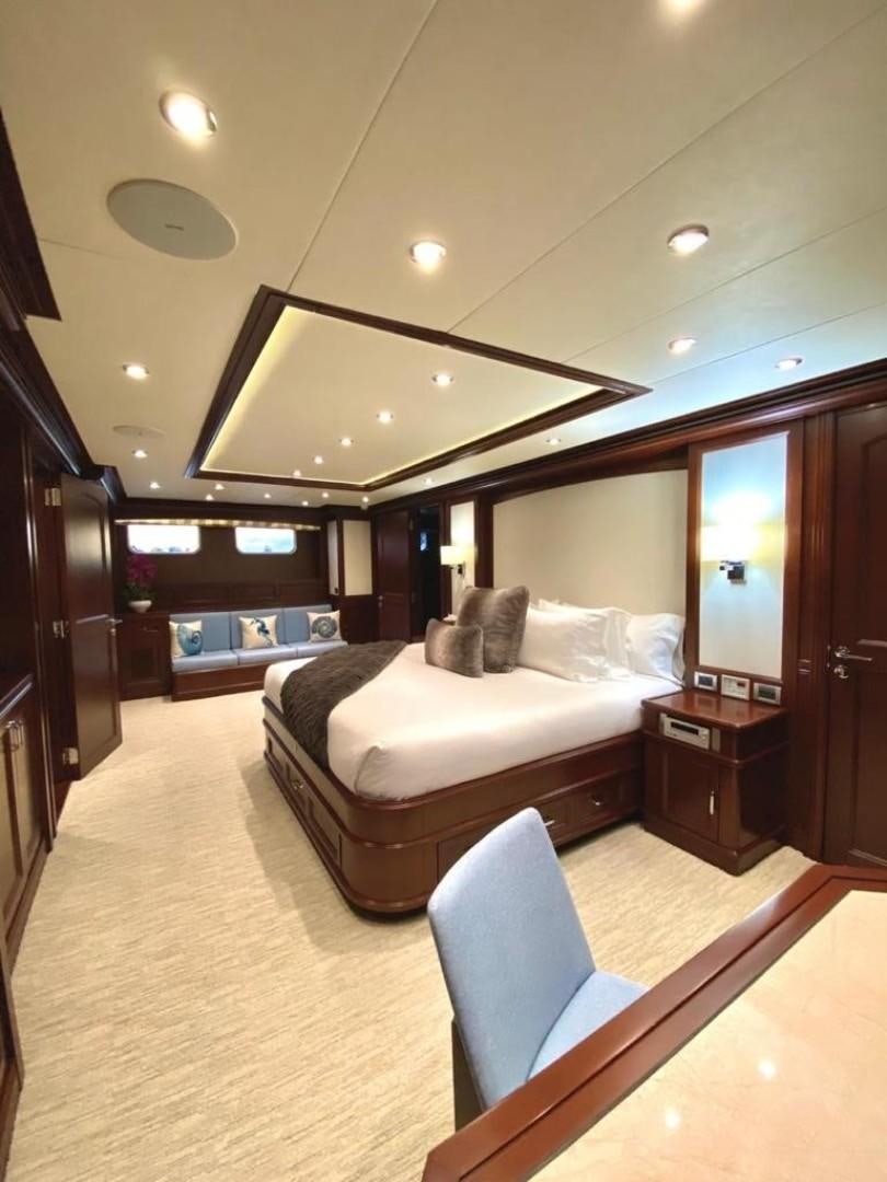 a bed in a hotel room aboard SAMSARA Yacht for Sale