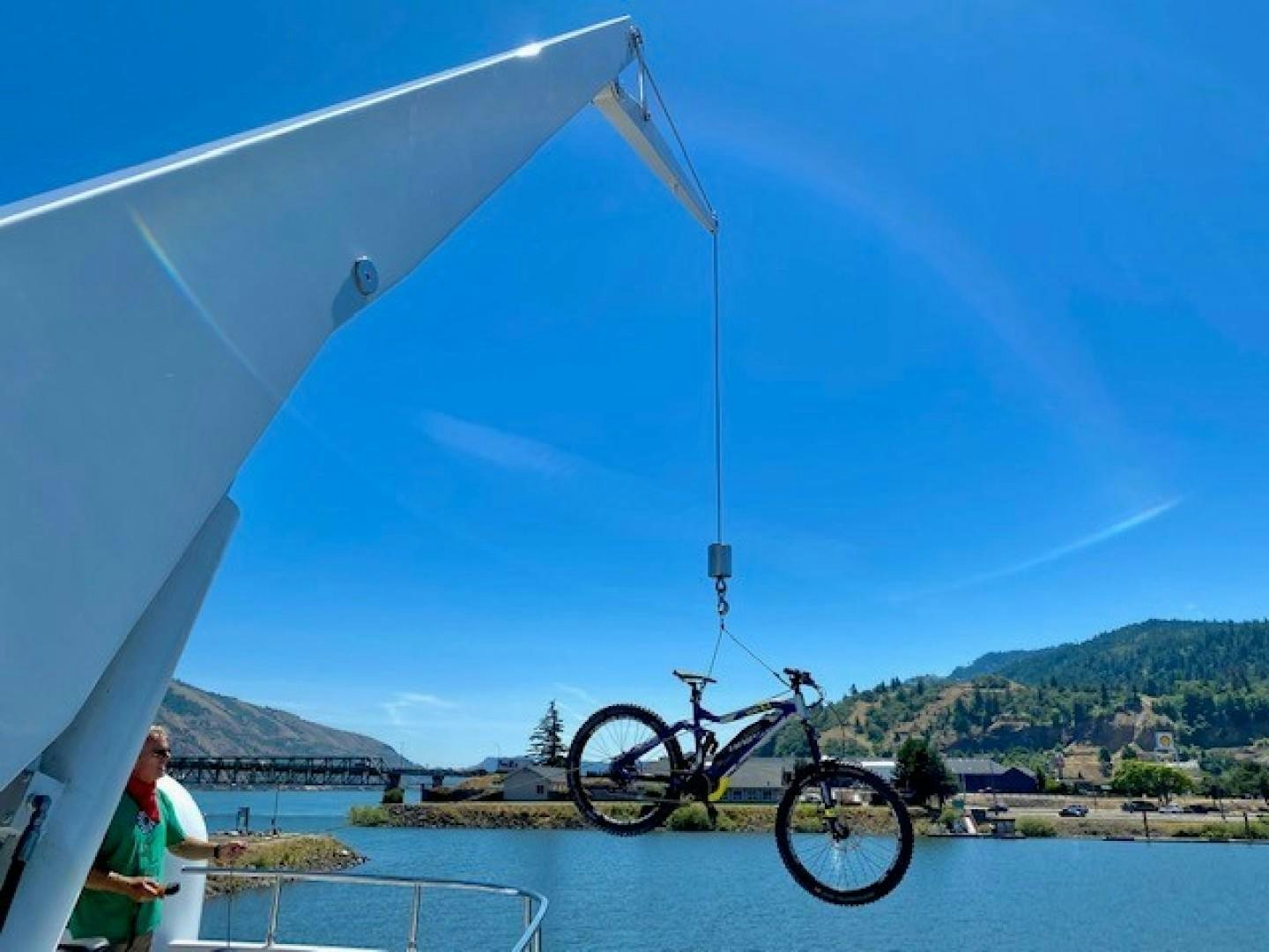 a bicycle on a rope aboard SAMSARA Yacht for Sale