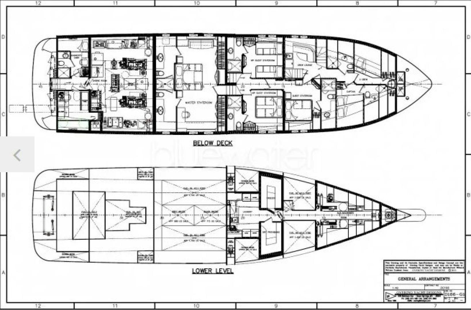diagram, engineering drawing aboard SAMSARA Yacht for Sale