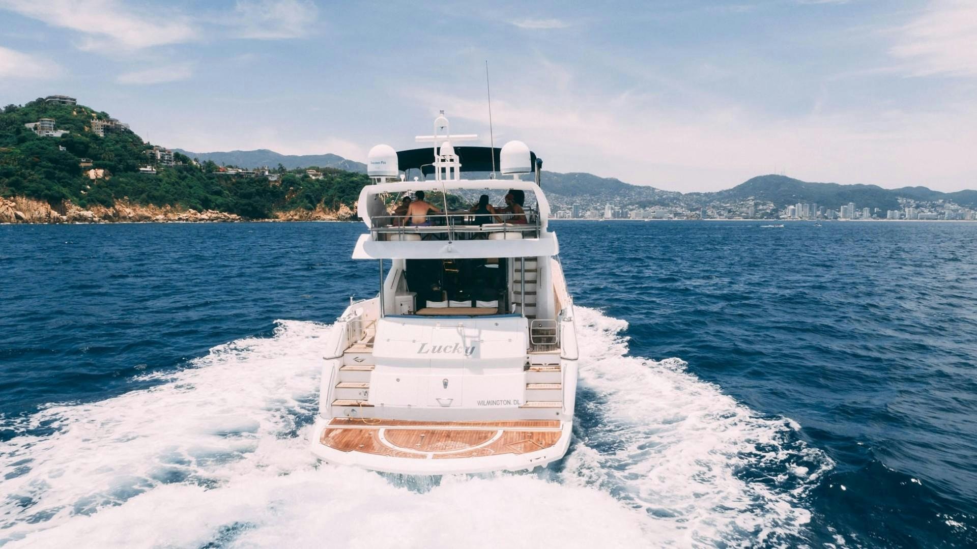 a boat on the water aboard LUCKY Yacht for Sale