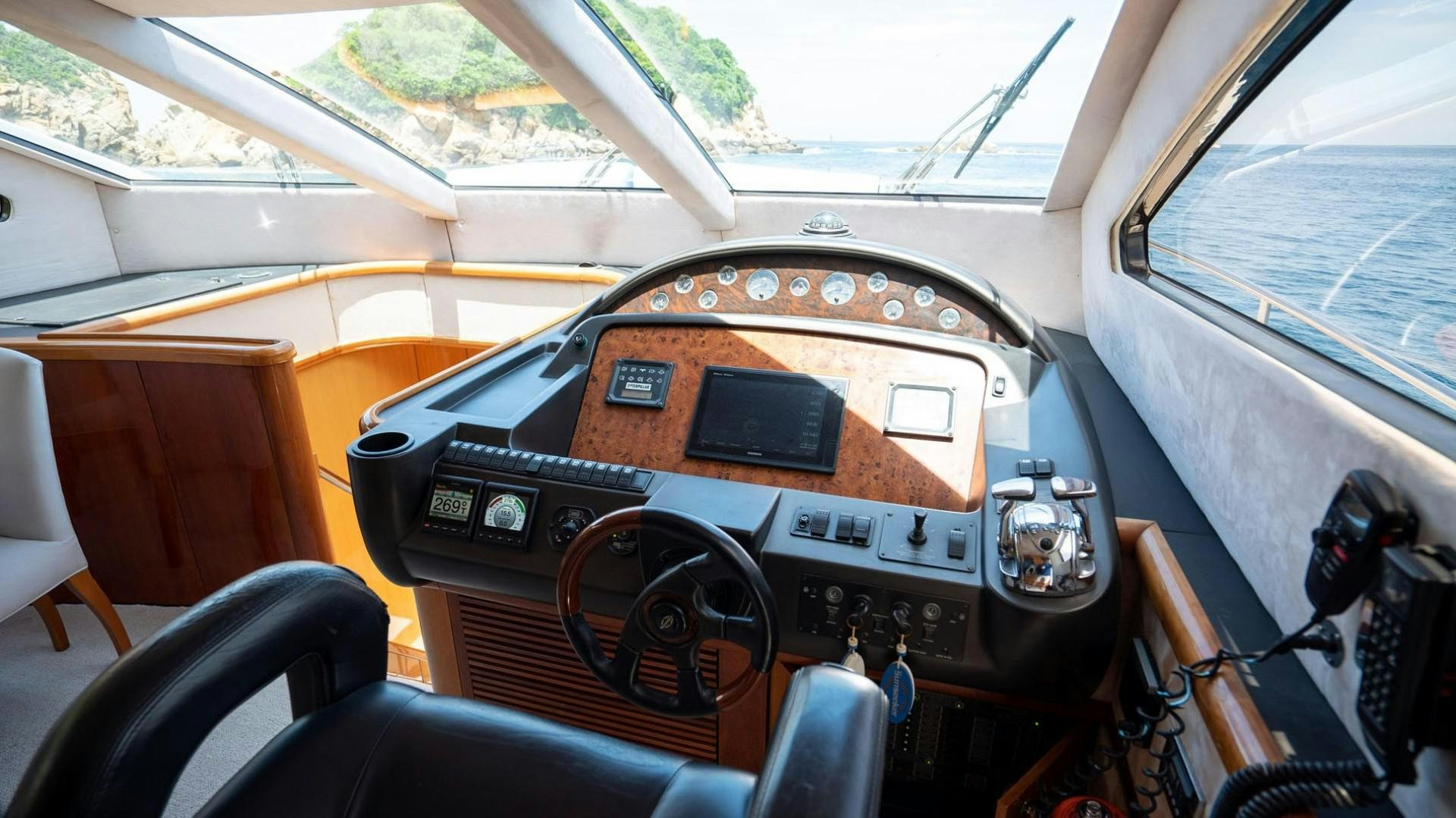 inside of a car aboard LUCKY Yacht for Sale