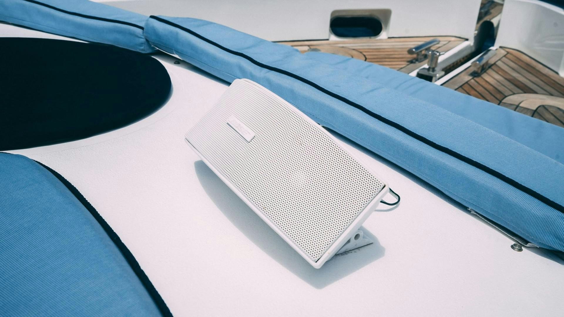 a white rectangular object on a white surface aboard LUCKY Yacht for Sale