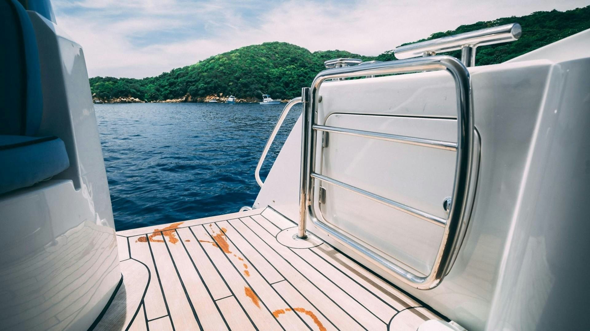 a boat on the water aboard LUCKY Yacht for Sale