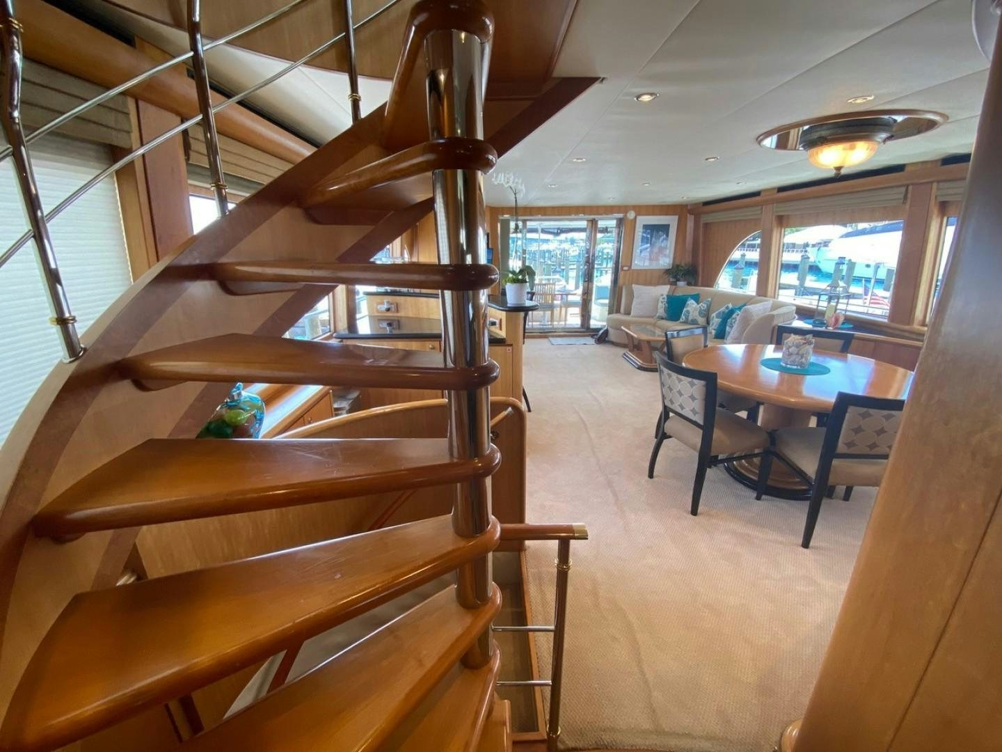 a wooden bunk bed in a room aboard EQUINOX X Yacht for Sale