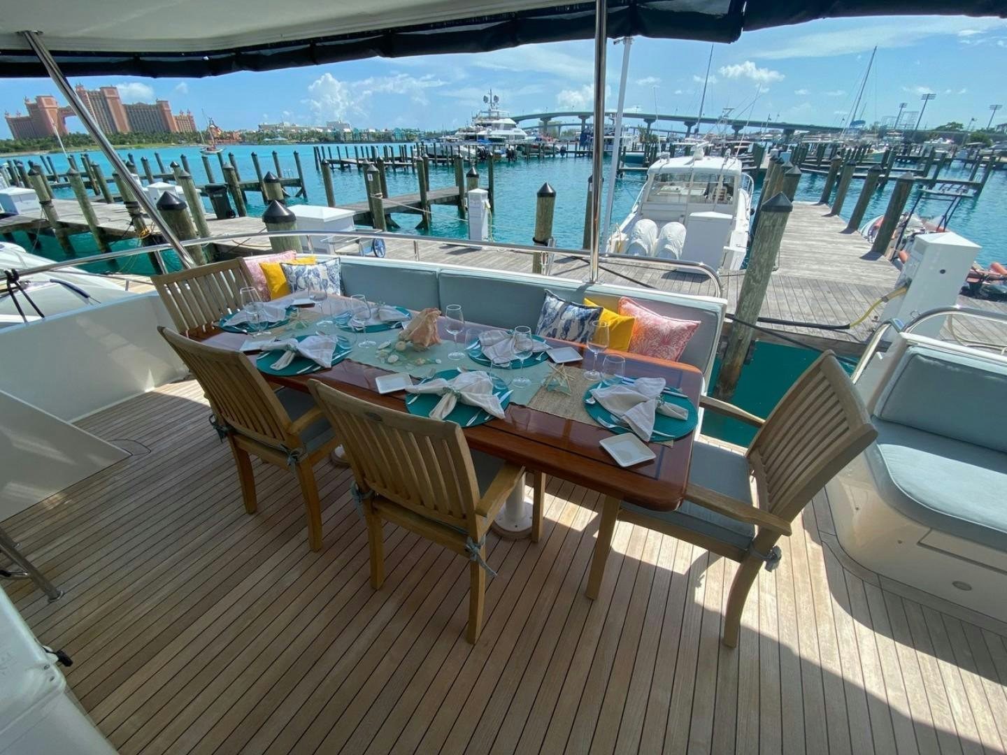a table on a boat aboard EQUINOX X Yacht for Sale