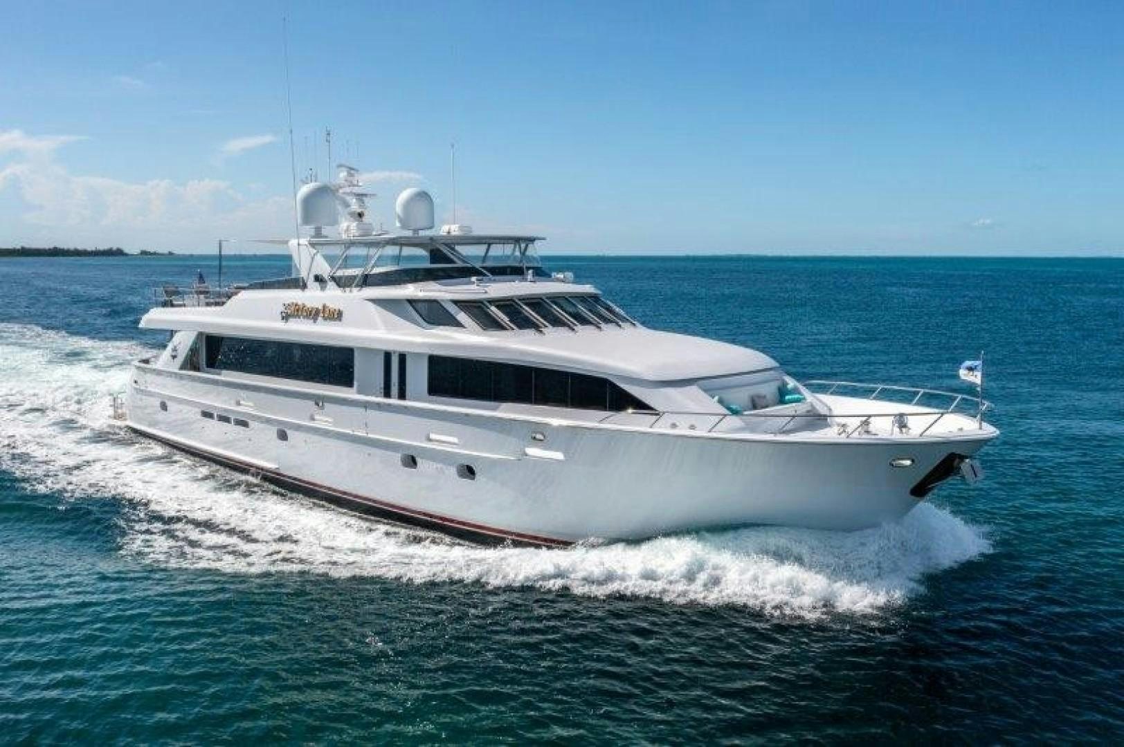 a white yacht on the water aboard CENTODUE Yacht for Sale