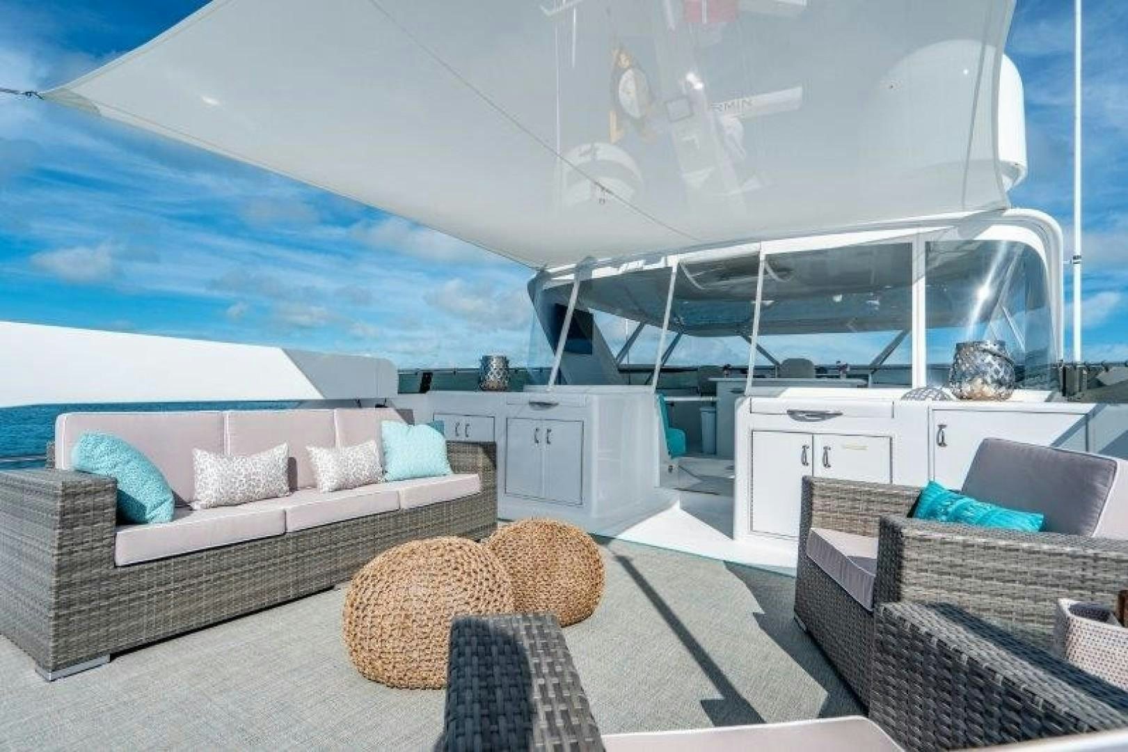 a modern looking living room aboard CENTODUE Yacht for Sale