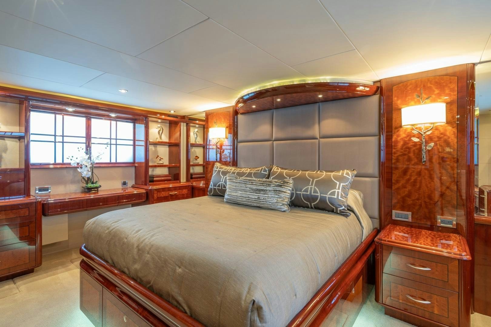 a bedroom with a large bed aboard SUMMERWIND Yacht for Sale