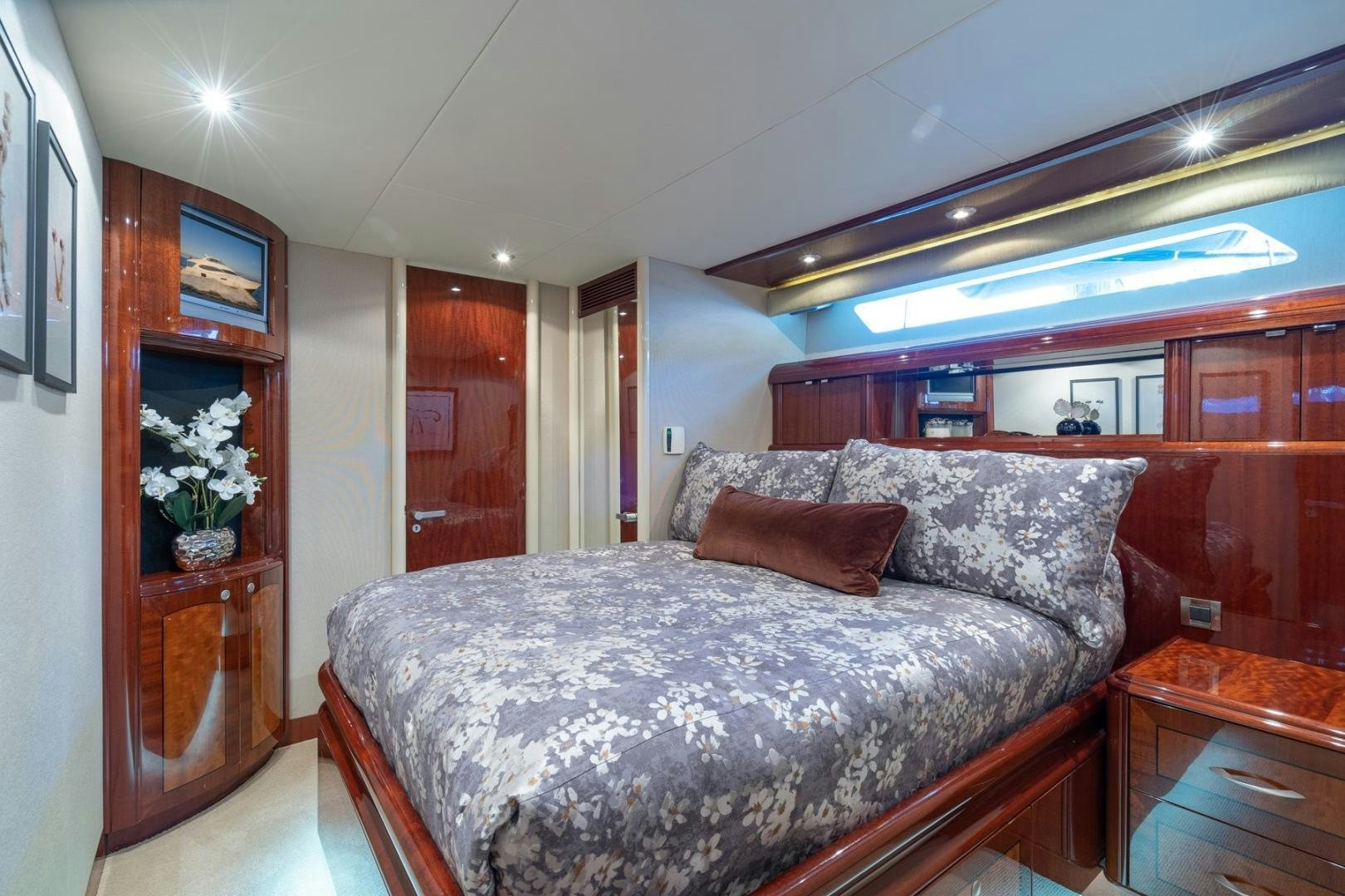 a bed in a room aboard SUMMERWIND Yacht for Sale