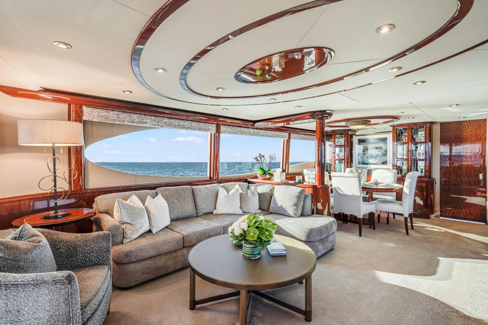 a living room with a large window aboard SUMMERWIND Yacht for Sale