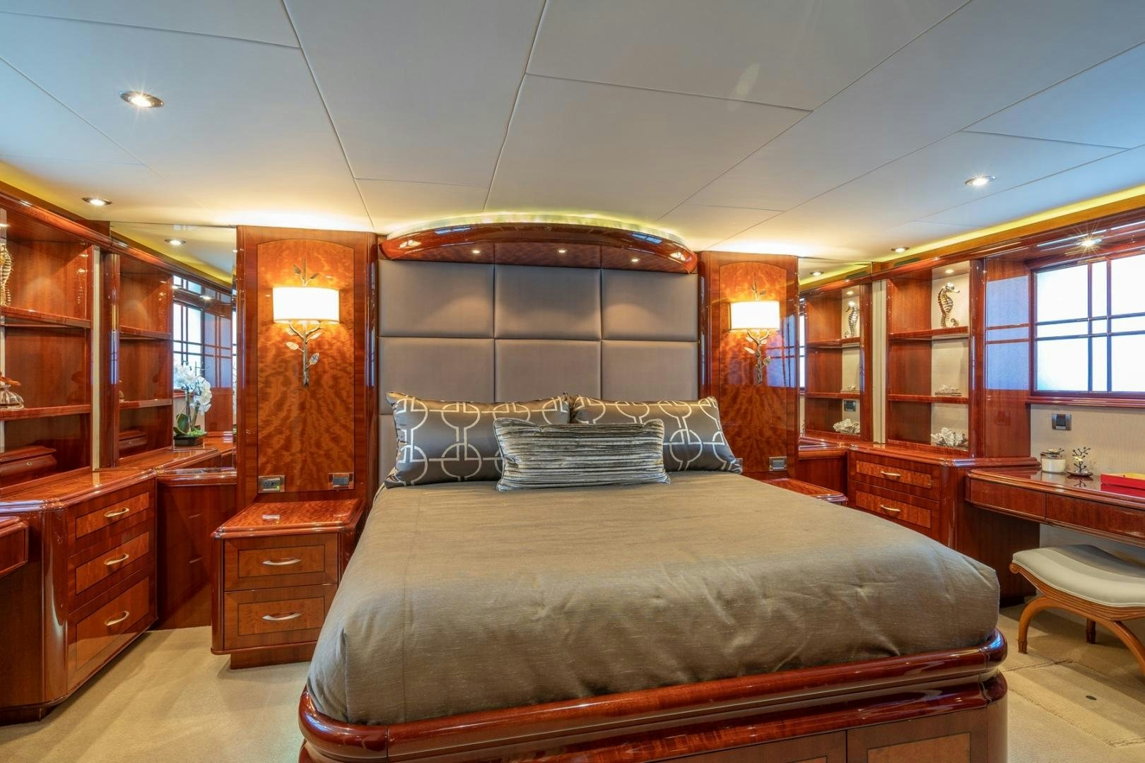 a bed in a room aboard SUMMERWIND Yacht for Sale