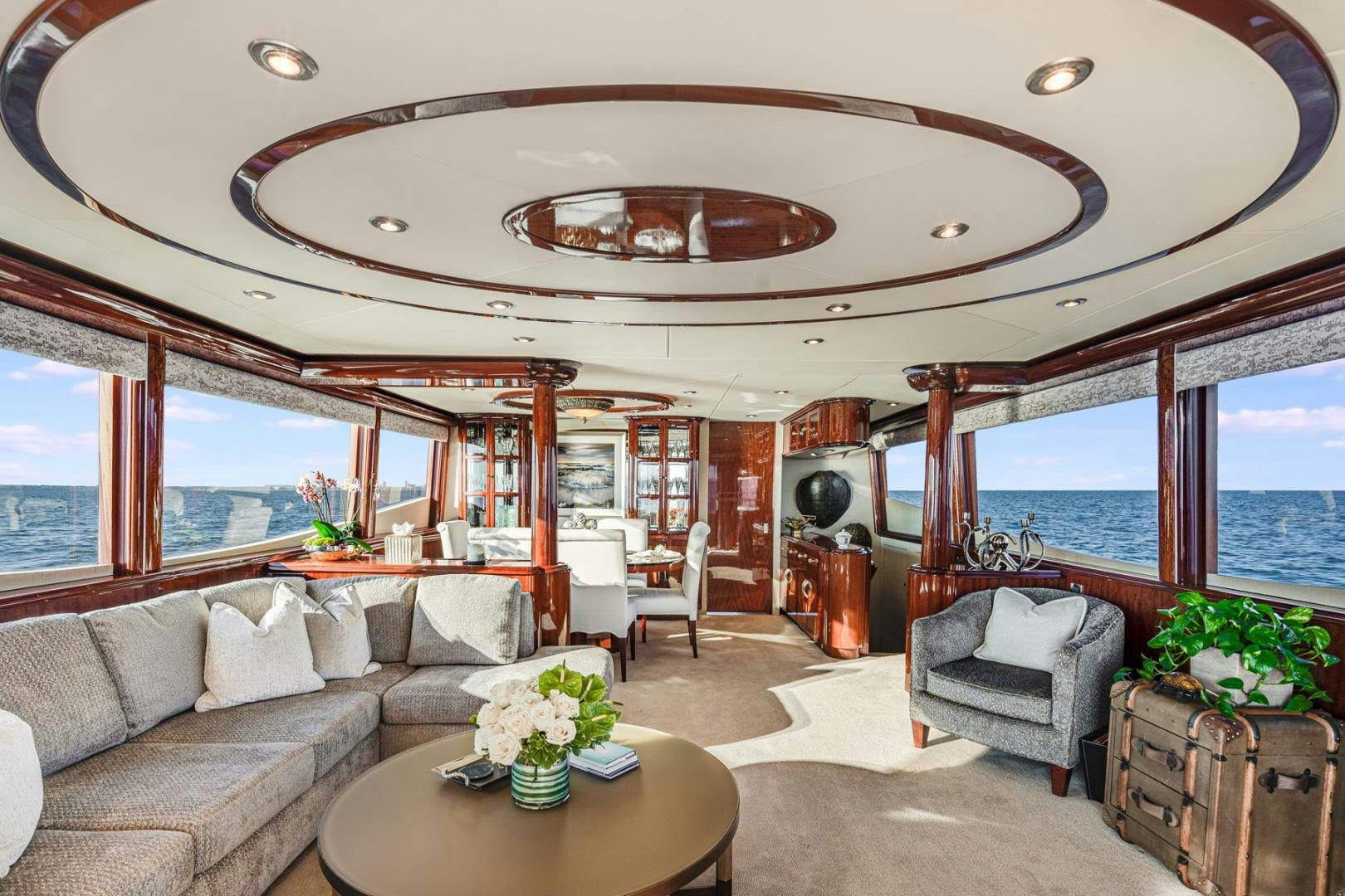 a living room with a large ceiling aboard SUMMERWIND Yacht for Sale