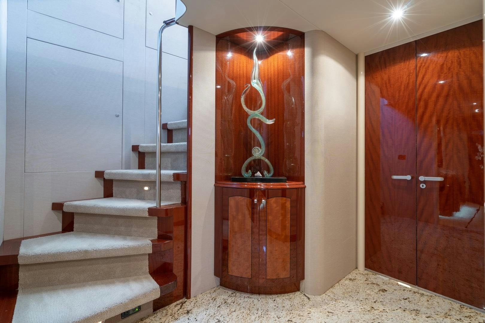 a room with a staircase and a staircase aboard SUMMERWIND Yacht for Sale