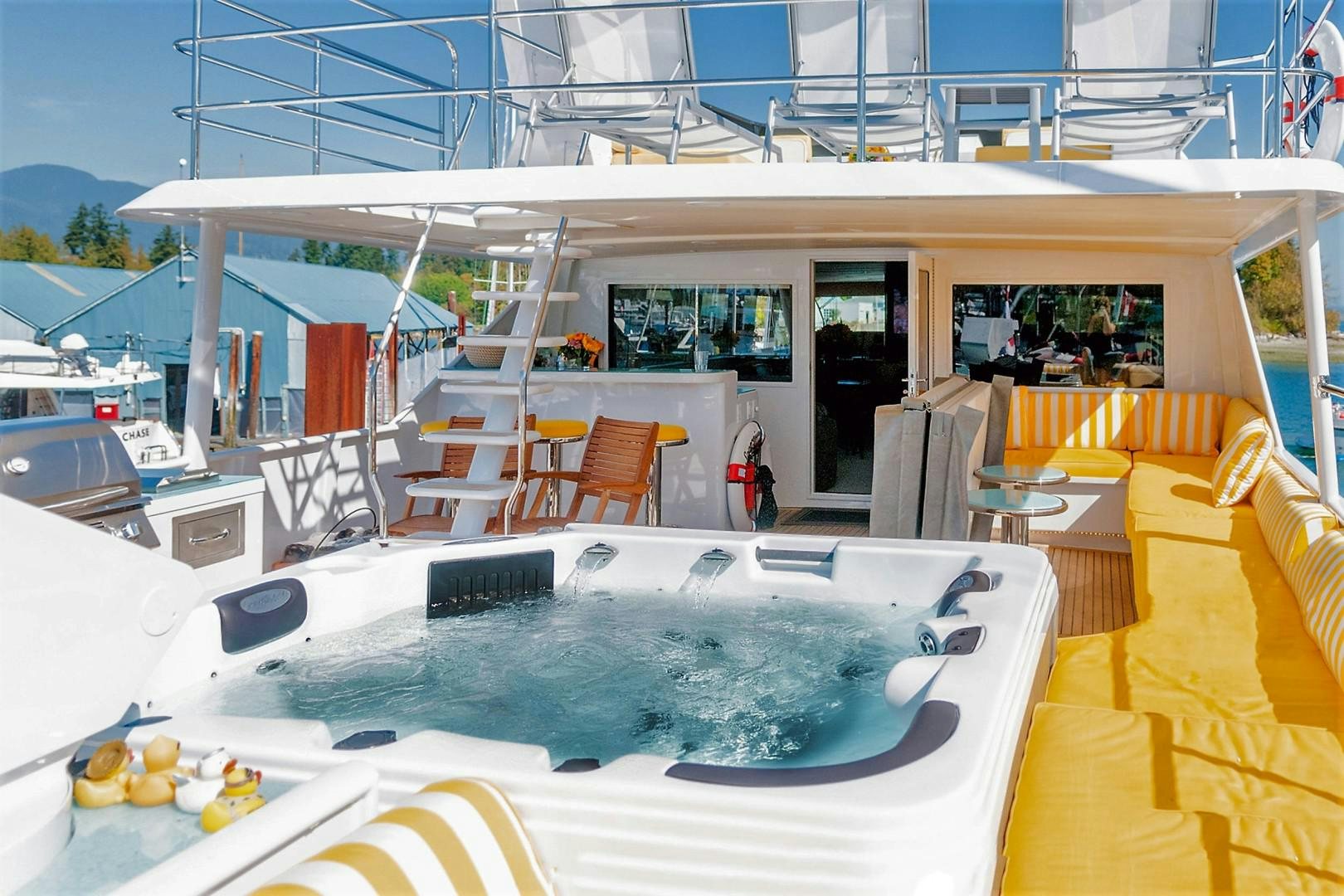 a swimming pool in a hotel aboard SOVEREIGN LADY Yacht for Sale