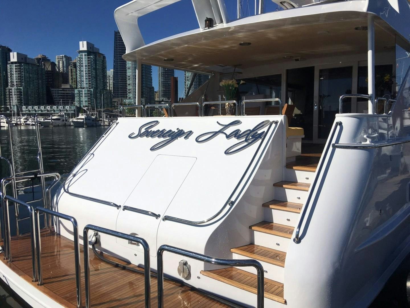 a boat on a deck aboard SOVEREIGN LADY Yacht for Sale