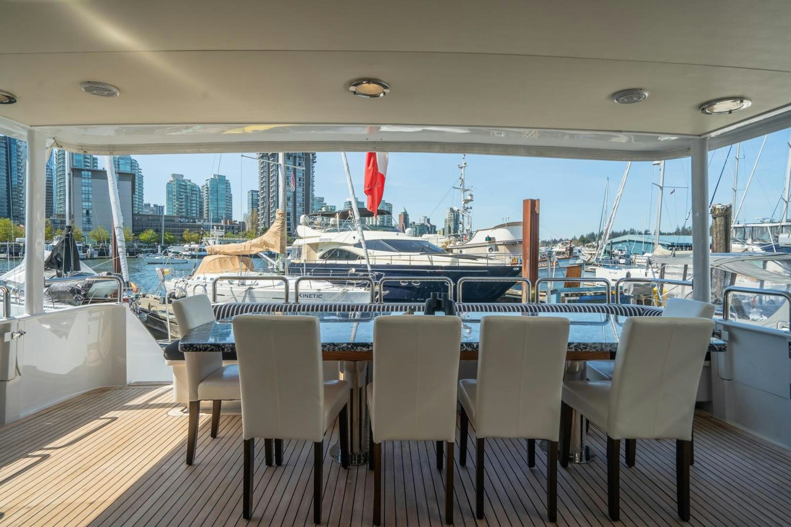 a large boat on a deck aboard SOVEREIGN LADY Yacht for Sale