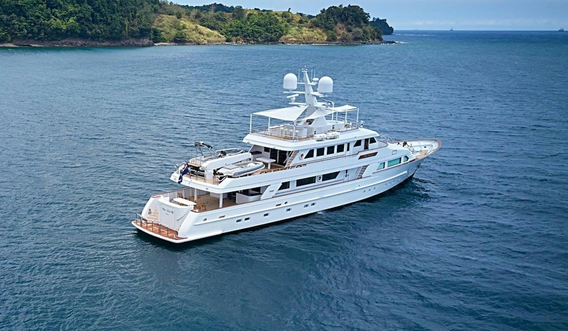 a white boat in the water aboard ALAIA Yacht for Sale