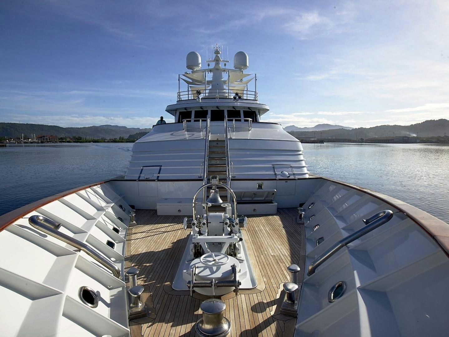 a large ship on a body of water aboard ALAIA Yacht for Sale