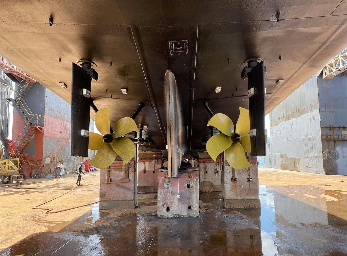 a large room with a few hoses and a large water spout aboard ALAIA Yacht for Sale
