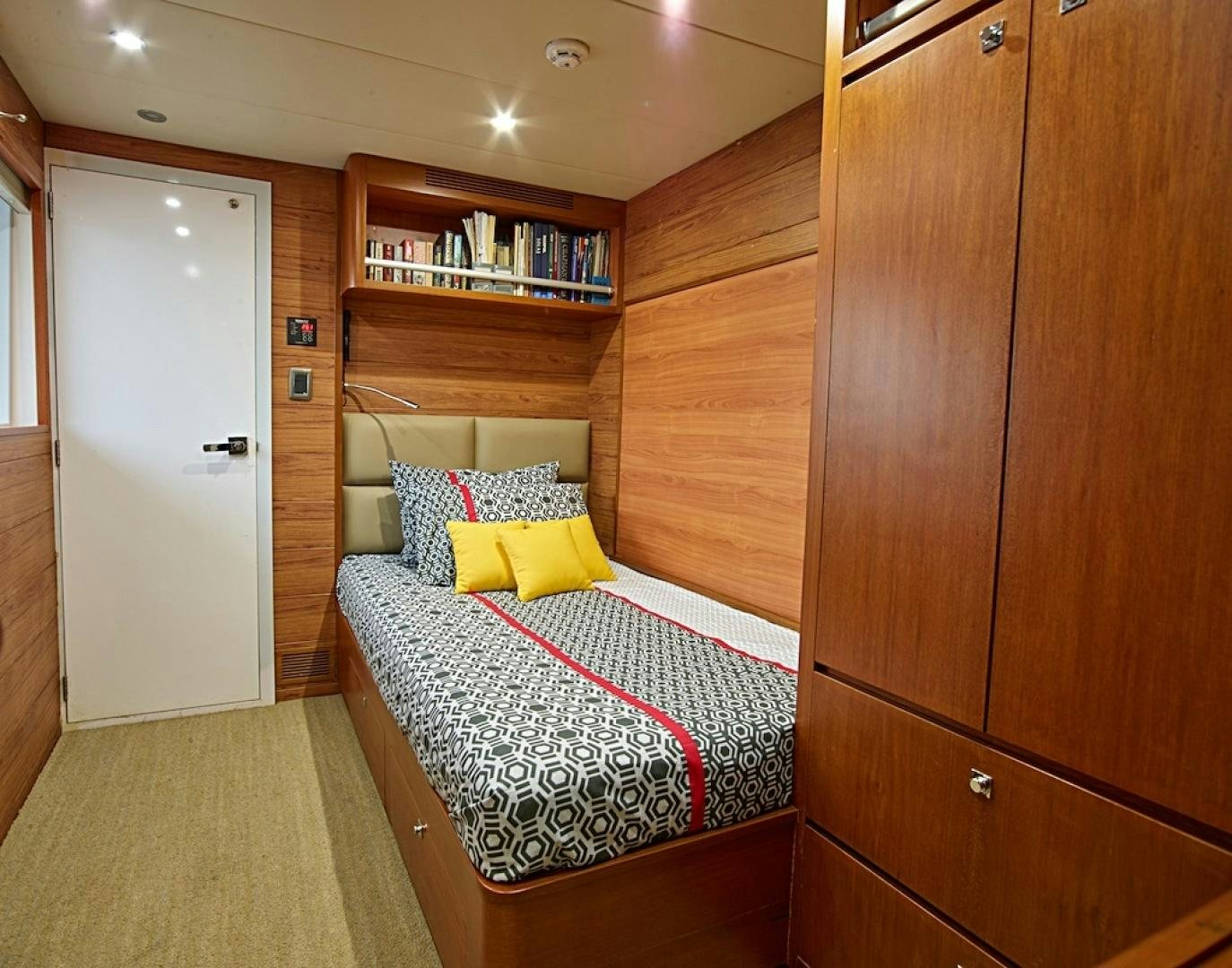a bed in a room aboard ALAIA Yacht for Sale