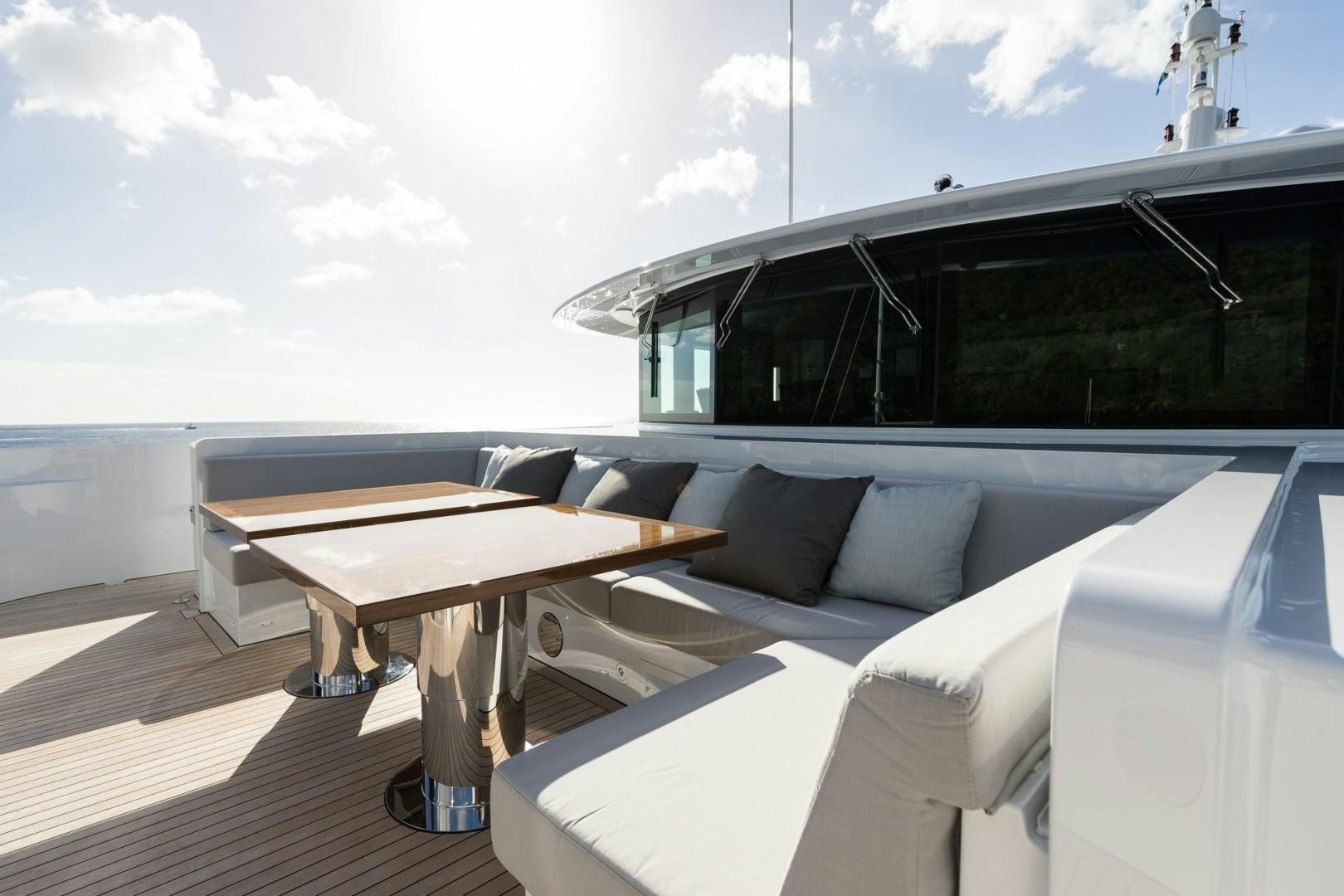 a boat on a deck aboard LAURENTIA Yacht for Sale