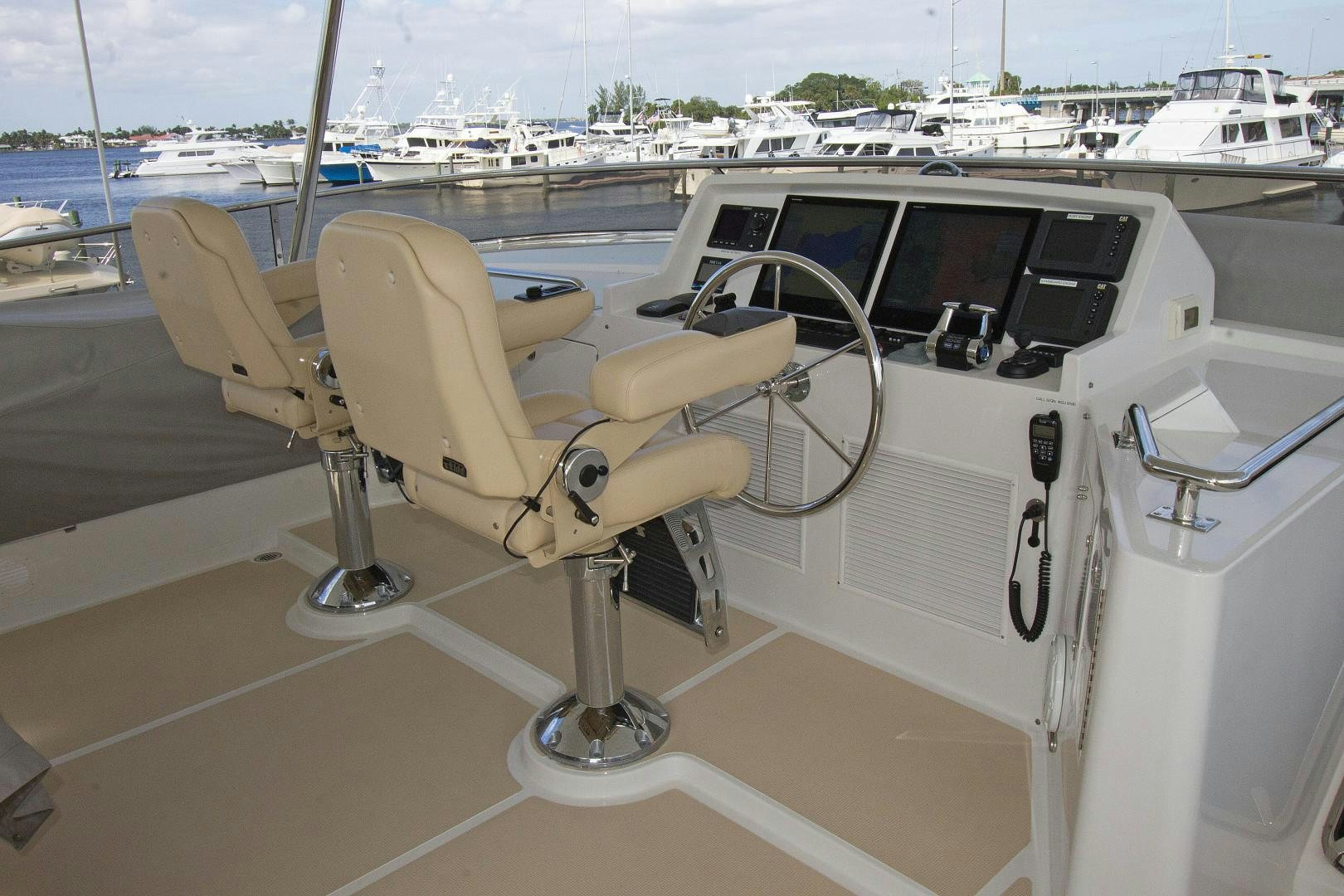 a white chair on a boat aboard LET IT BEE Yacht for Sale