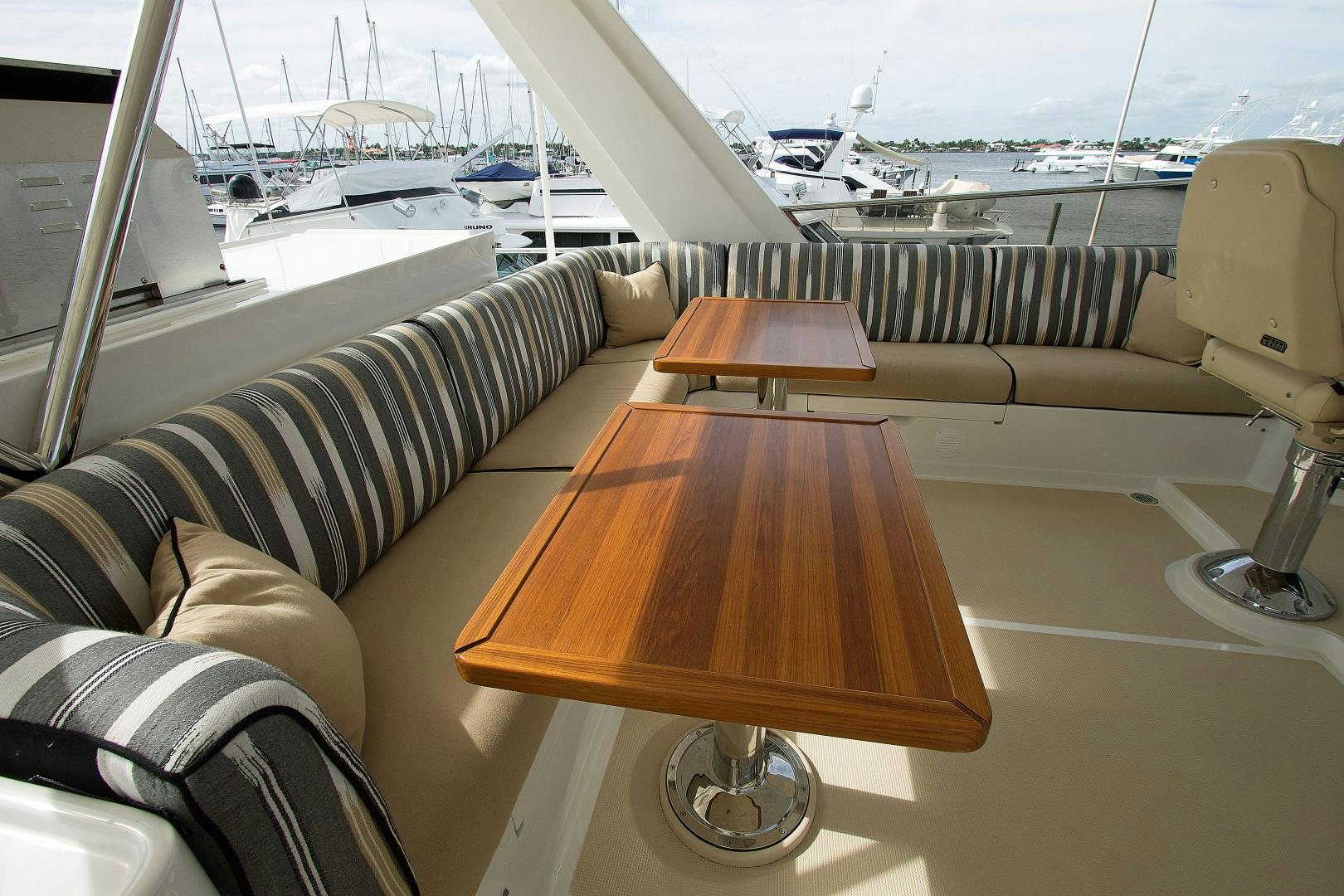 a table on a boat aboard LET IT BEE Yacht for Sale