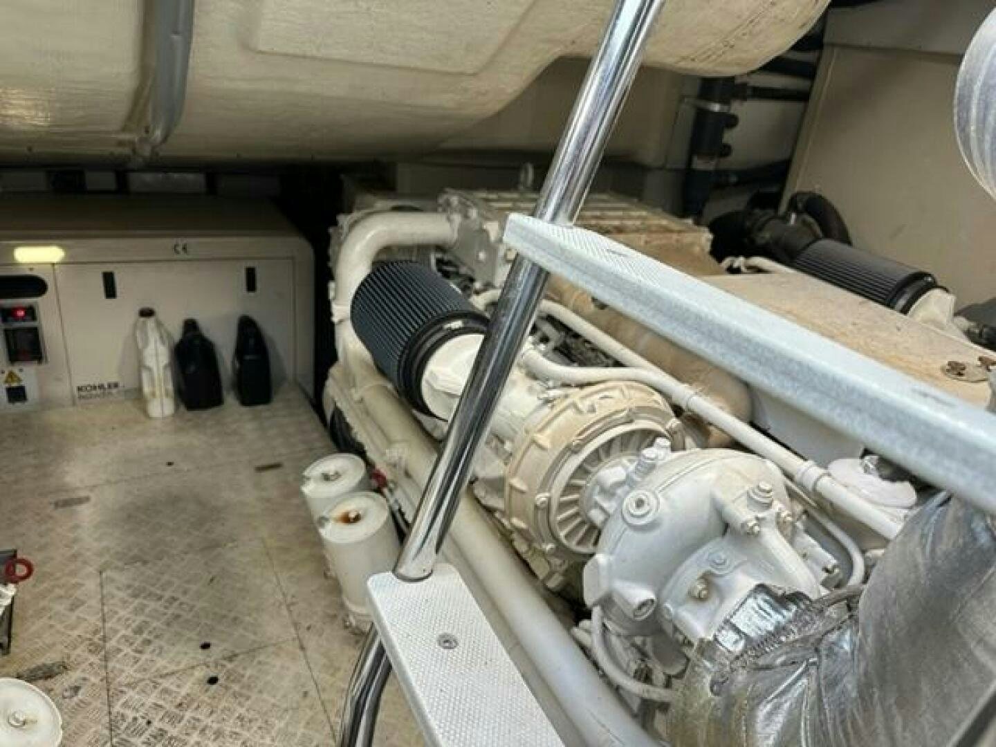 a large metal machine aboard DV8 Yacht for Sale