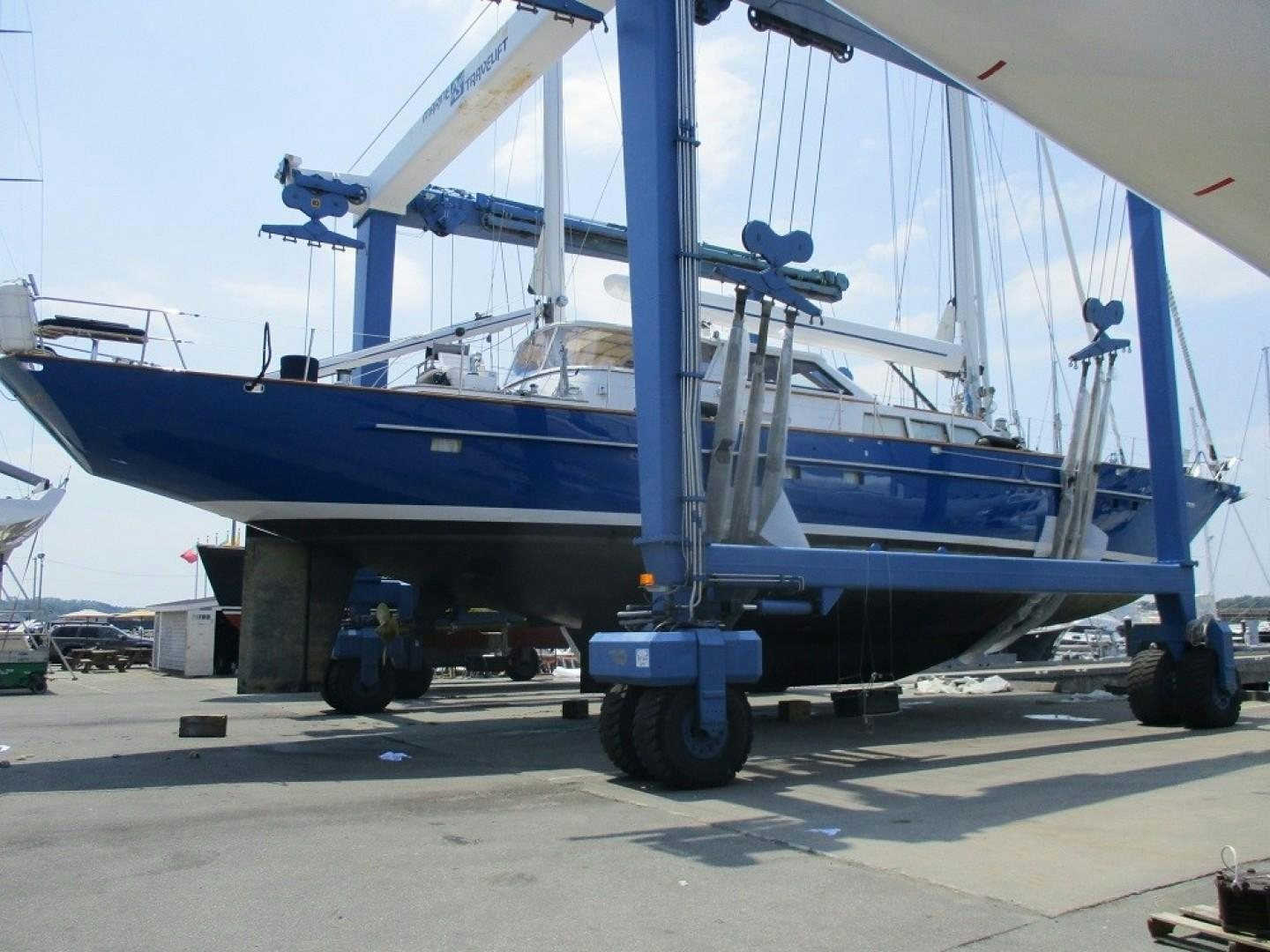 a large blue airplane aboard SUNDAY MORNING Yacht for Sale