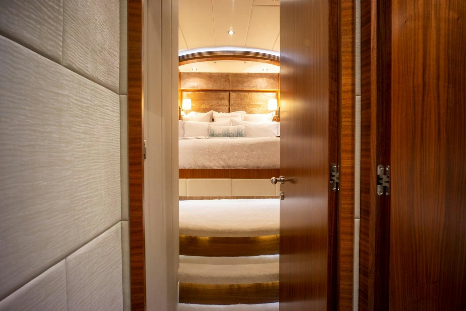 a bathroom with a large mirror aboard IN THE ZONE Yacht for Sale